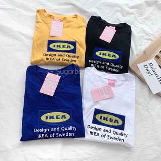 พร้อมส่ง ผ้าคอตตอน🍳เสื้อยืด oversize ปักลายสไตล์มินิมอล ปักลาย ikea