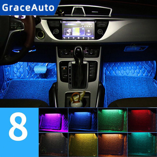 Audio Car Shop สายไฟ LED รถยนต์ กันน้ำ 4 ชิ้น พร้อมรีโมทคอนโทรลไร้สาย ไฟส่องเท้ารถยนต์