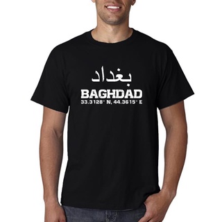 เสื้อยืดวินเทจเสื้อยืด พิมพ์ลาย Baghdad Iraq Coordinates สไตล์อาหรับ 012843S-5XL