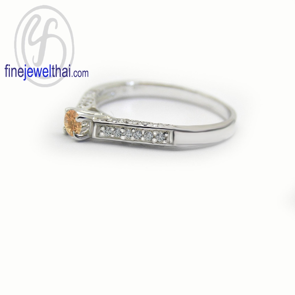 finejewelthai-แหวนบุษราคัม-บุษราคัม-แหวนเพชรcz-แหวนประจำเดือนเกิด-yellow-sapphire-silver-ring-birthstone-r1370yl