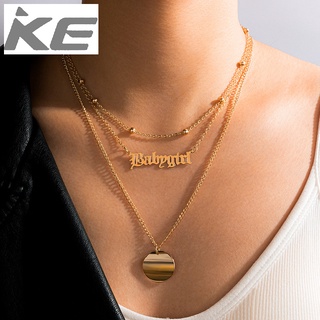 Simple Jewelry Irregular Geometric Round Letters Love Animal Snake Pendant 3 Necklace for girl