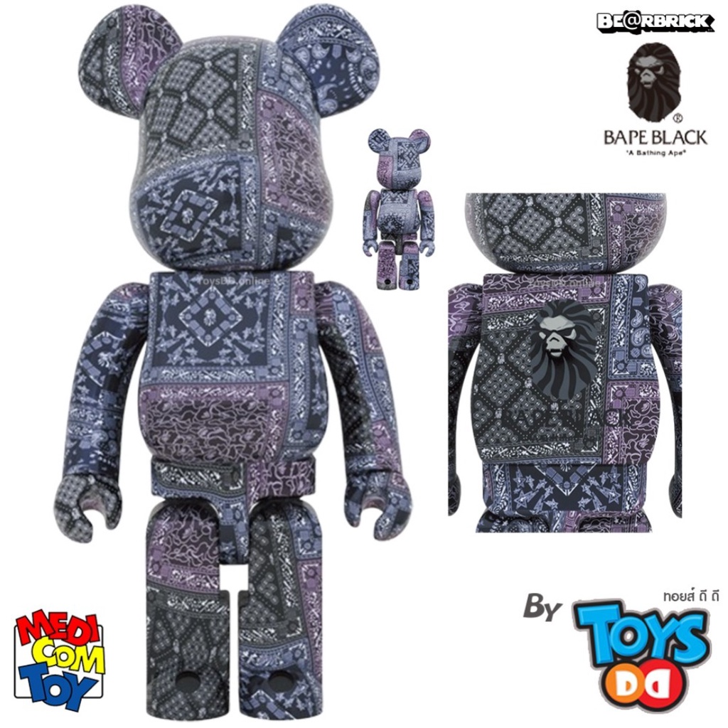 BE@RBRICK BAPE BLACK BANDANA 400% & 100% | Shopee Thailand