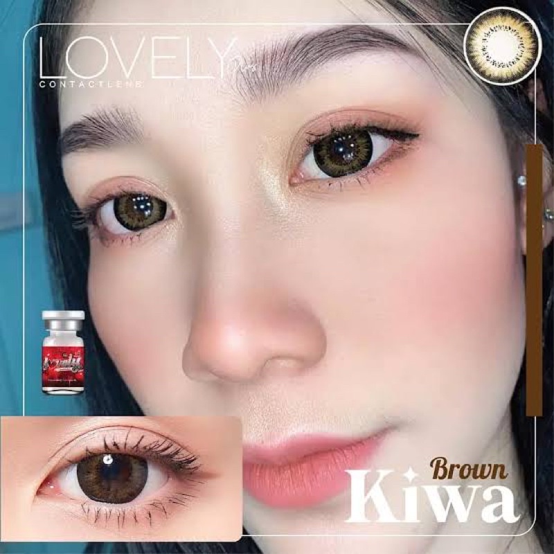 kiwa-brown-lovely-lens-ขนาดbig-บิ๊กอาย-คอนแทคเลนส์-bigeyes