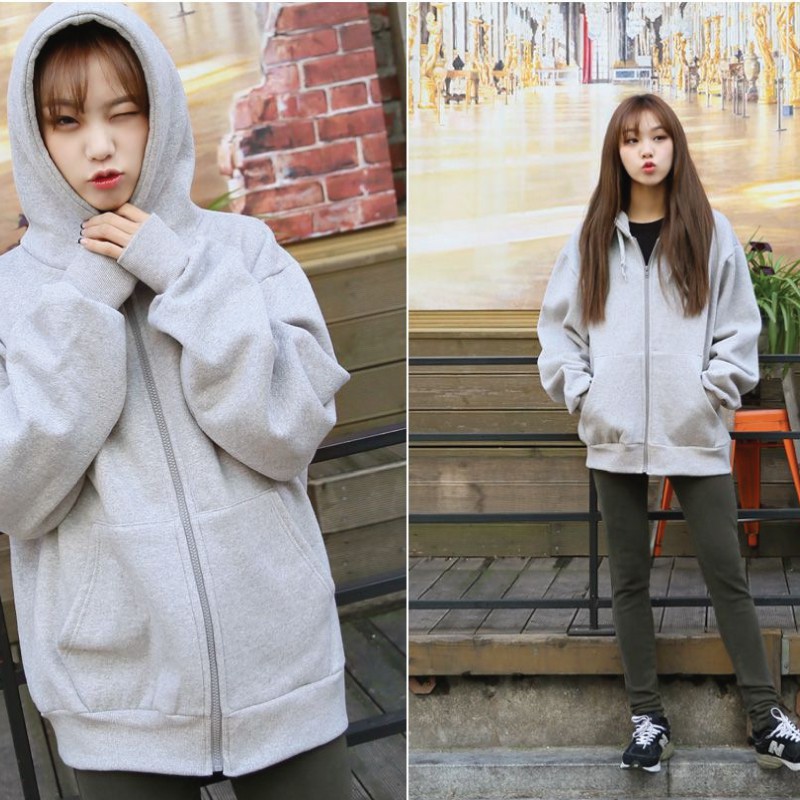 ผู้หญิงสไตล์เกาหลีเสื้อกันหนาวเสื้อโค้ท-เสื้อกันหนาว-แขนยาว-สองตัวเลือกความหนา