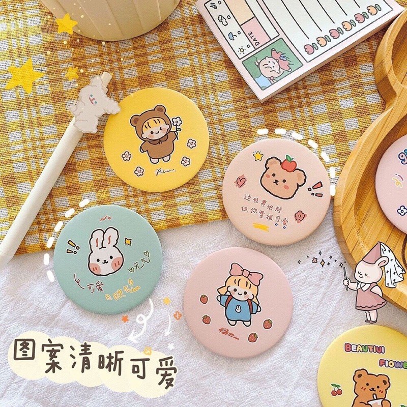 กระจกเงา-กระจกเเต่งหน้า-ลายน่ารัก-ขนาดพกพา-สาวๆ-ต้องมี-ราคา-2-0-น่ารักเกินบรรยาย-จ้า