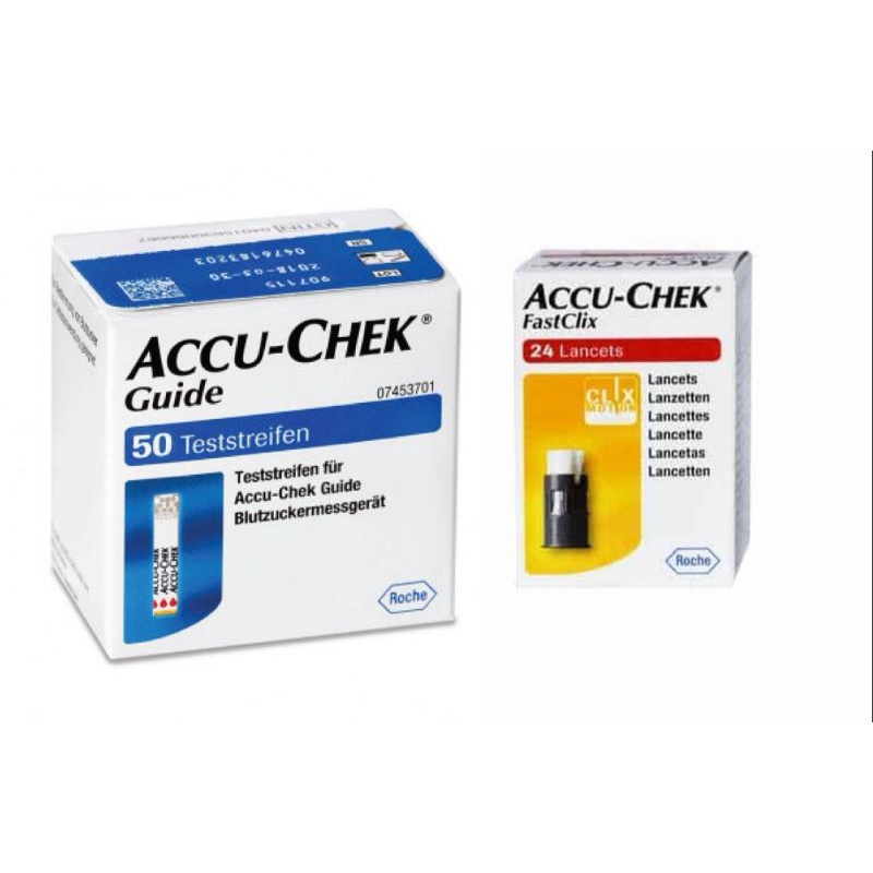 แถบตรวจ-accu-chek-guide-ตรวจเบาหวาน-50ชิ้น-พร้อมเข็ม-fast-click24ชิ้น