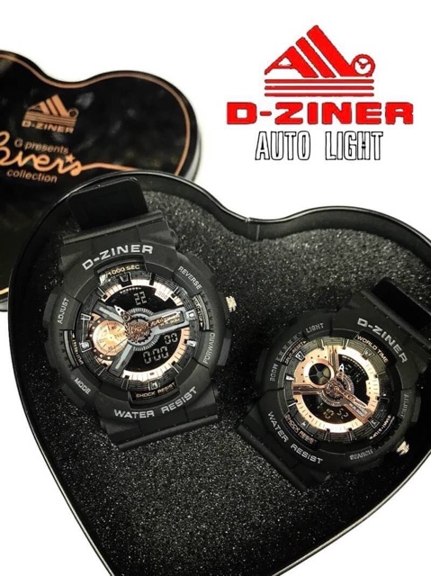 นาฬิกา-dziner-watch-lover-cllection-auto-light-พร้อมกล่องหัวใจ