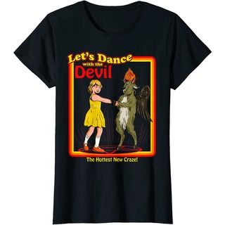 เสื้อยืดแขนสั้นลําลอง พิมพ์ลาย Witchcraft Lets Dance with the Devil Baphomet Satanic สไตล์คลาสสิก สําหรับผู้ชาย