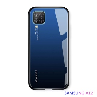 ส่งจากไทย Case Samsung A12 เคสกระจกสองสี เคสเงาไล่สี ขอบนิ่ม TPU CASE เคสซัมซุง สีกระจกเทมเปอร์ปลอกแก้วฝาหลังกันชน