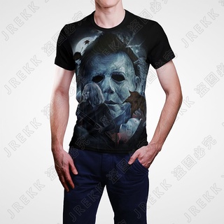 เสื้อยืดแขนสั้นลําลอง พิมพ์ลายการ์ตูนอนิเมะสยองขวัญฮาโลวีน Michael Myers 3 มิติ แฟชั่นสําหรับผู้ชาย และผู้หญิง 2023