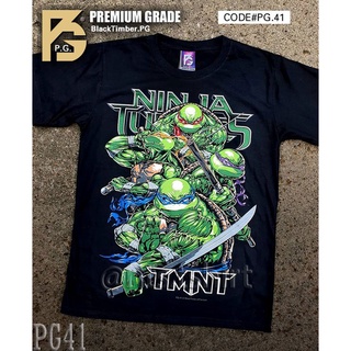 เสื้อยืดผ้าฝ้ายพรีเมี่ยม PG 41 NINJA TURTLES เสื้อยืด ลายหนัง สกรีนลาย ผ้าหนา Movie BT Black Timber S M L XL XXL