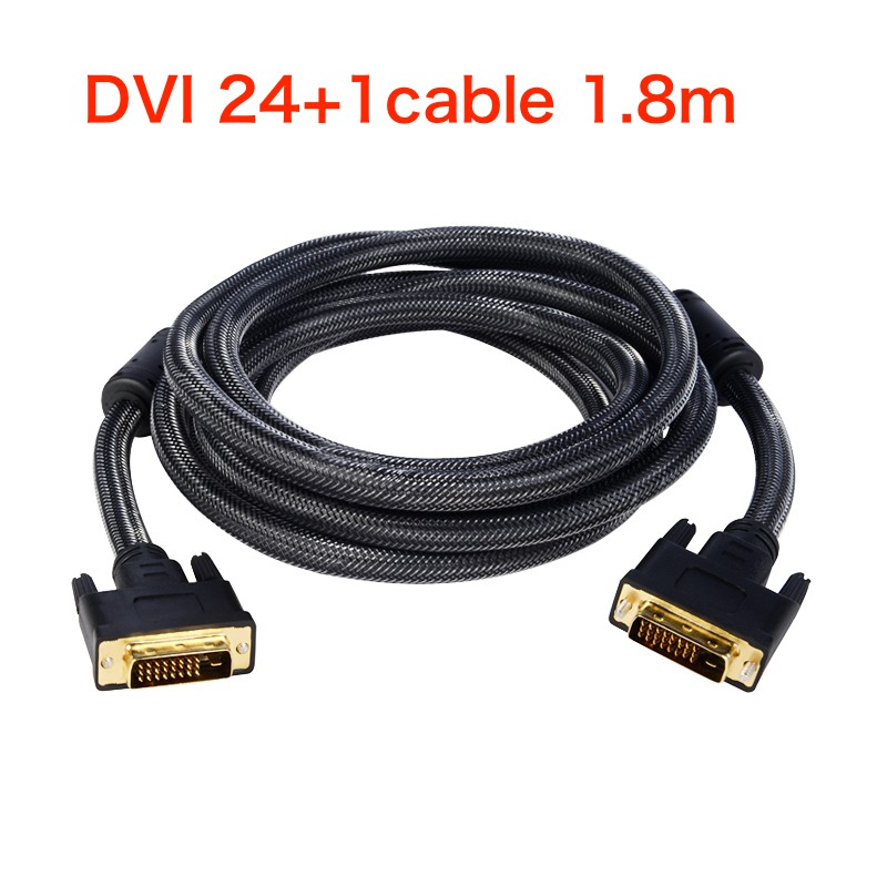 ราคาและรีวิวDVI-D 24+1 pin Dual Link Cable DVI Male to Male Gold 1.8m/3m