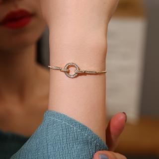 ภาพขนาดย่อของสินค้าสร้อยข้อมือผู้หญิงปรับแหวนเพชรประดับเพชรเกาหล