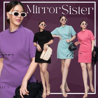 🔖ป้าย Mirrorsister เดรสแขนสั้นคอปิด ทรงสวยคลาสสิค เรียบแต่โก้