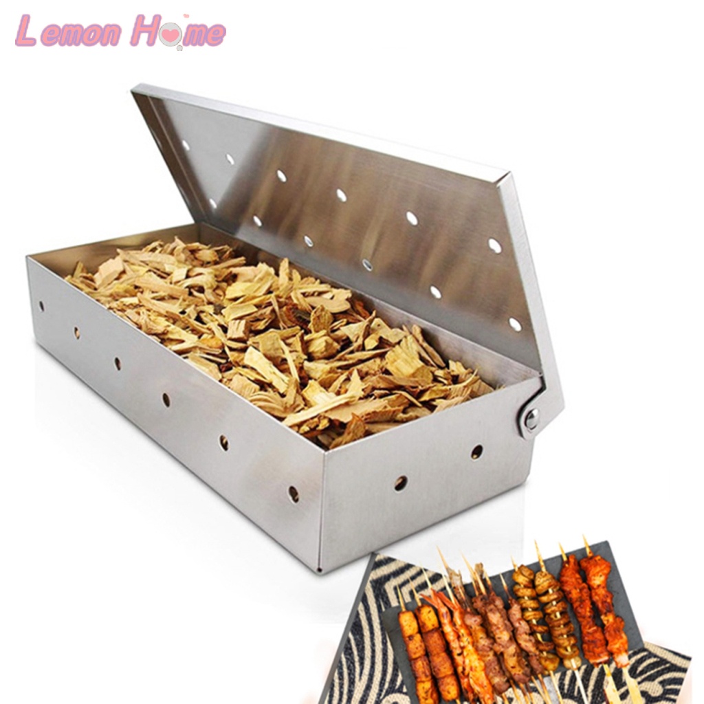 Smoker Box for BBQ Grill Wood Chips Charcoal and Gas Barbecue Meat