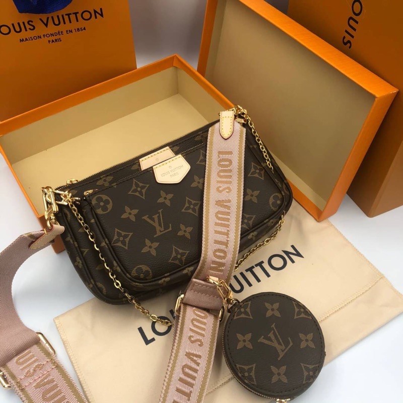 louis-vuitton-multipochette-สายสีชมพู