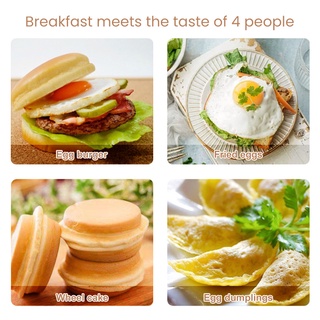 ✚◊Four-Hole Wooden Handle Frying Pot Thickened Omelet Pan Non-Stick Egg Pancake Steak Pan Cooking Egg Ham Pans Breakfast