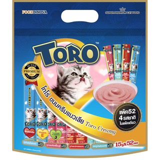 ภาพหน้าปกสินค้าโทโร่ โทโร่ (Toro Toro) ขนมแมวเลีย แพ็คละ 52 หลอด คละ 4 รสชาติ (15gx25) ที่เกี่ยวข้อง