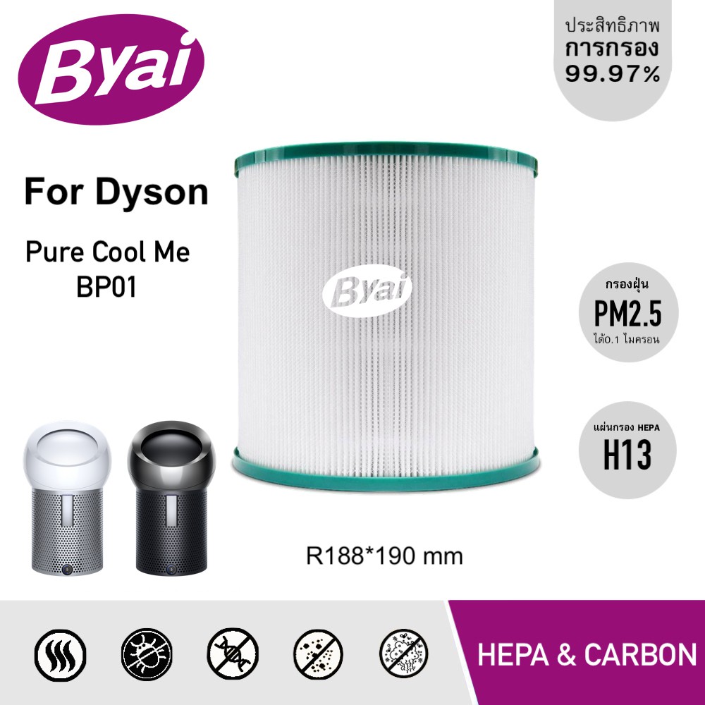 ภาพหน้าปกสินค้าไส้กรองแอคทีฟคาร์บอน สำหรับ Dyson Pure Cool Me รุ่น BP01 ไส้กรองอากาศ แผ่นกรองอากาศ HEPA Filter H13 จากร้าน byai.store บน Shopee