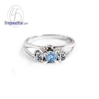 Finejewelthai-แหวนโทพาซ-แหวนเพชรCZ-แหวนเงินแท้-แหวนพลอย-พลอยประจำเดือนเกิด-Topaz-Silver-Ring-R1224tp(เลือกสีตัวเรือนได้)