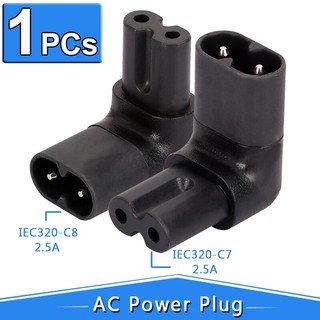 อะแดปเตอร์ ไฟ AC แบบ 2Pin 1Pc IEC320 2-Pin C7 Female To C8 Male Right Angled AC Power Adapter Converter.