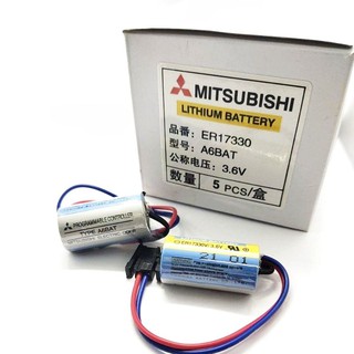 Mitsubishi ER17330V/3.6V A6BAT MR-BAT ER17/33 แบตเตอรี่ 1700mah แจ็คดำล็อคข้าง