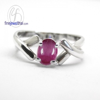 Finejewelthai-แหวนทับทิม-แหวนเงินแท้-แหวนพลอย-พลอยประจำเดือนเกิด-Ruby-Silver-Ring-R1040rb-ov1 (เลือกสีตัวเรือนได้)