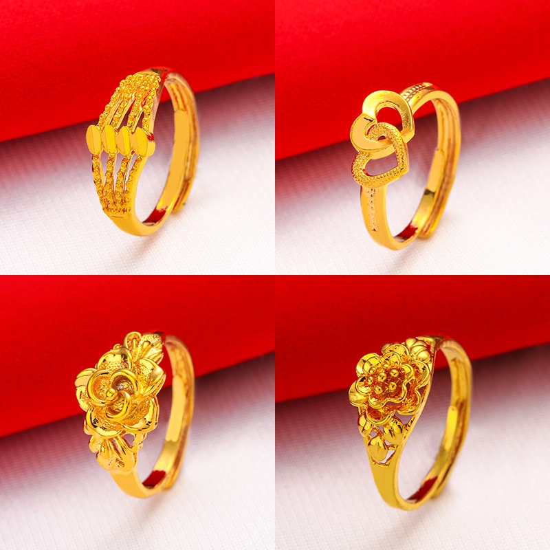 ภาพสินค้าแหวนชุบทอง 24K ชุบทอง รูปดอกกุหลาบ สามารถปรับได้ แฟชั่นเรียบง่าย สําหรับผู้หญิง จากร้าน youyushipin1.th บน Shopee ภาพที่ 2