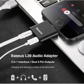 หัวแปลงสำหรับไอโฟน Baseus L39 2in1 Dual 8 Pin Audio Adapter for iPhone
