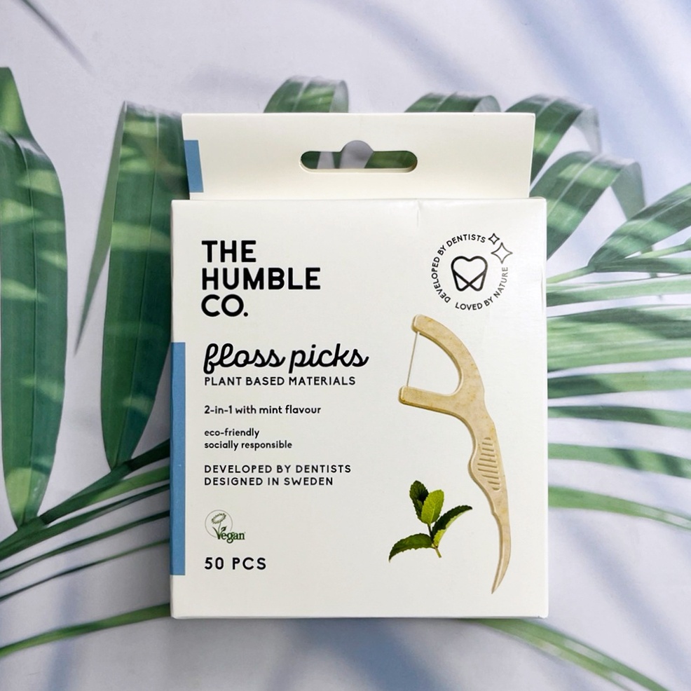 (The Humble Co®) Floss Picks 2 in 1 with Mint Flavour 50 Count ไหมขัด