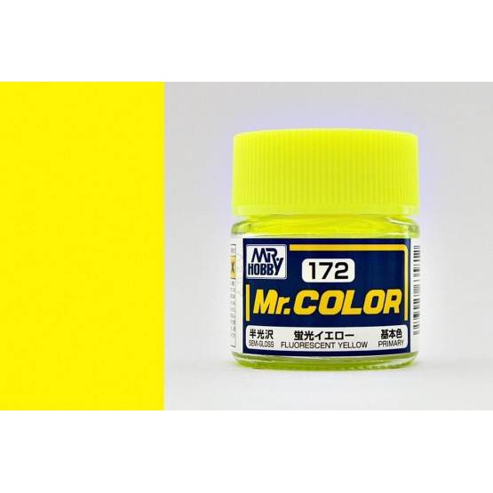 สีสูตรทินเนอร์-mr-hobby-สีกันเซ่-c172-fluorescent-yellow-semi-gloss-10ml
