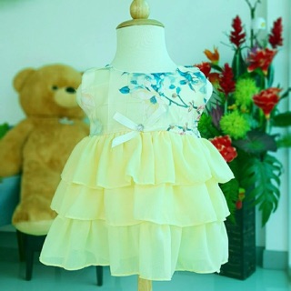 Mini dress ไซส์จิ๋ว ผ้าแก้ว มีระบาย 3 ชั้น