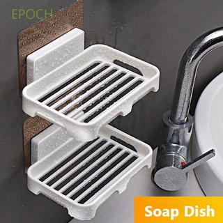 EPOCH Punch-free Soap Holder Sucker Storage Rack Soap Dishes Container Creative Bathroom Self-Adhesive Plastic Draining Organizer/Multicolor