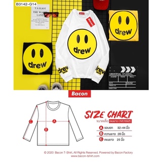 เสื้อแขนยาวลายหน้ายิ้ม OVERSIZE ผ้าตอตตอล พิมพ์ลายตัวอักษร Drew Dkmk 👕