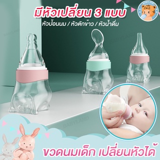 ขวดนม มีหัวเปลี่ยน 3แบบ ขวดนมสำหรับเด็ก ขวดนมหัดดื่ม  (หัวขวดนม/หัวดื่มน้ำ/หัวตักข้าว)