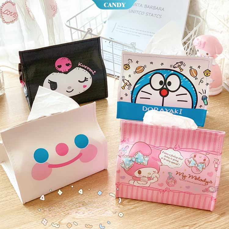 sanrio-kawaii-cinnamoroll-my-melody-kuromi-กล่องทิชชู่-หนัง-pu-ลายการ์ตูนน่ารัก-ขนาด-18-ซม-x12-ซม-x15-5-ซม