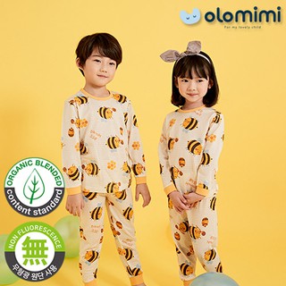 olomimi organic ชุดนอนเด็กลายผึ้ง แขนยาว ขายาว