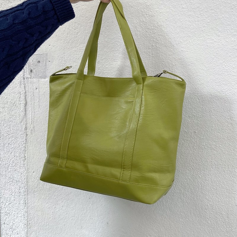 กระเป๋าสะพายไหล่-หนัง-pu-แบบนิ่ม-ขนาดใหญ่-จุของได้เยอะ-สีเขียว-สีครีม-สําหรับผู้หญิง