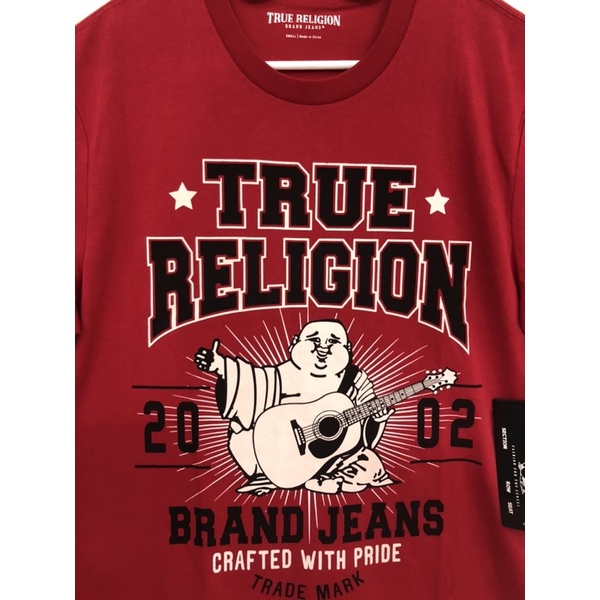 เสื้อยืดผ้าฝ้ายพิมพ์ลายคลาสสิก-true-religion-เสื้อยืด-สีแดง