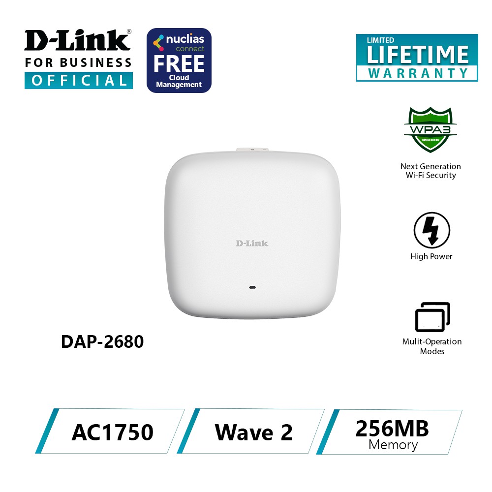 D-Link DAP-2680 Nuclias Connect AC1750 Wave 2 Dual-Band PoE Access ...
