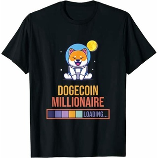 เสื้อยืดผ้าฝ้ายพิมพ์ลายคลาสสิก เสื้อยืด พิมพ์ลายนักบินอวกาศ Dogecoin Millionaire LOADING แฟชั่นสําหรับผู้ชาย