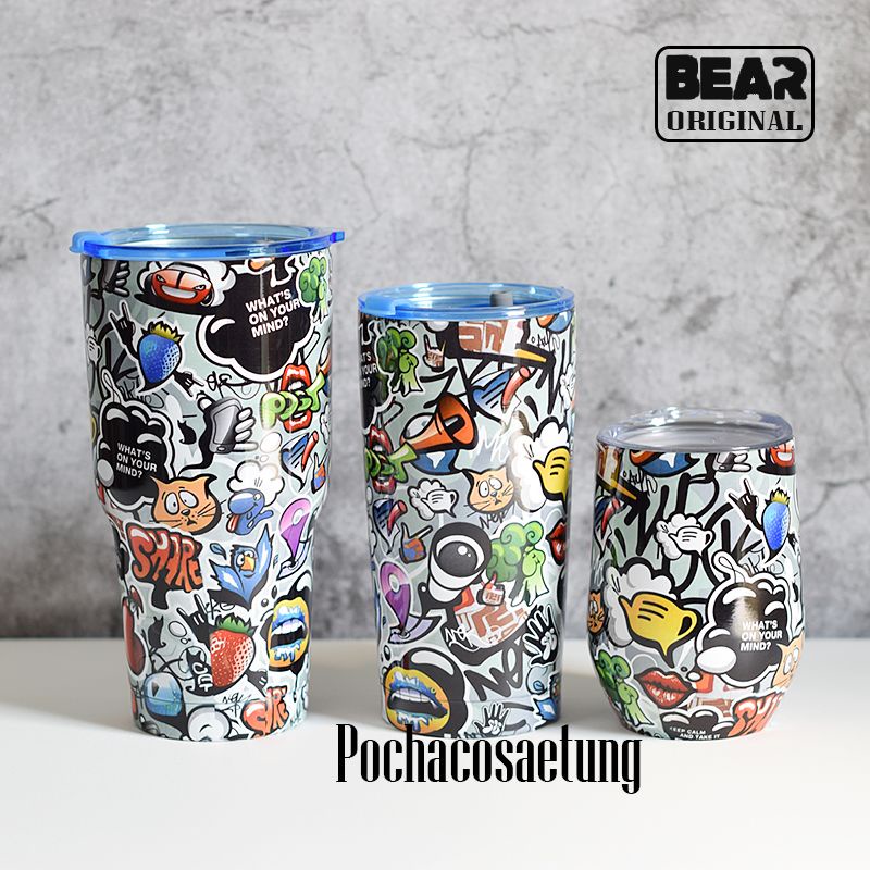 แก้ว-bear-grafiti-3d-ลายเต็มใบ-เคลือบผิวอย่างดี-304สเเตนเลส-2-ชั้น-ขนาด-10-20-30-ออนส์