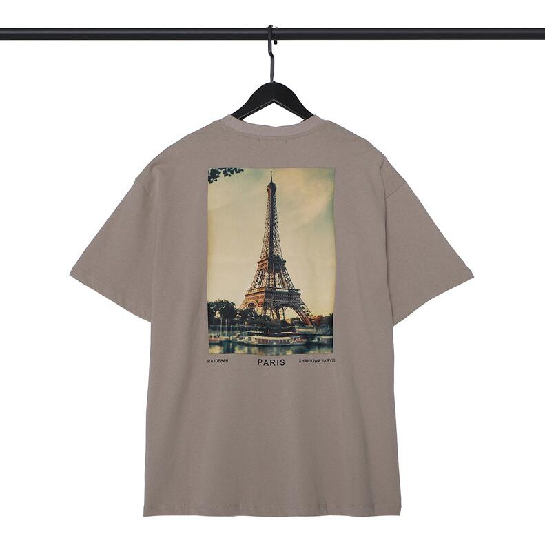 fog-ใหม่เสื้อยืดลําลองสําหรับสตรีผ้าฝ้ายแขนสั้นคอกลมพิมพ์ลาย-eiffel-tower-ทรงหลวม