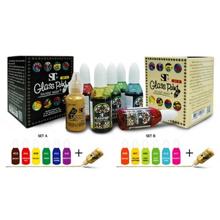 ST Glass Paint 3D สีเพ้นท์แก้ว สูตรน้ำมัน 6 เฉดสี