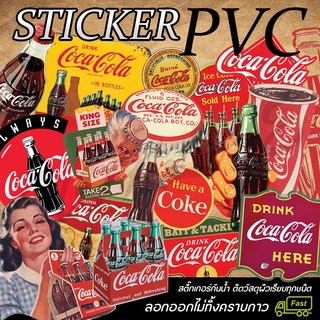 ภาพขนาดย่อของสินค้าสติ๊กเกอร์โลโก้โค้กวินเทจ coca cola/coke โค้กเก่า sticker