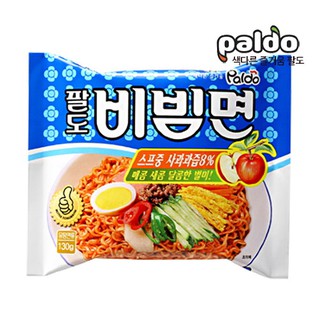 มาม่าเกาหลีสำเร็จรูปแบบแห้งรสเปรี้ยวหวาน บะหมี่เกาหลี บิบิมมยอน paldo bibimmyun ramen 130 g 팔도비빔면 130g