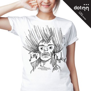 dotdotdot เสื้อยืดหญิง Concept Design ลาย Jimi Hendrix (White)