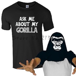 [S-5XL] Gildan เสื้อยืดผ้าฝ้าย 100% พิมพ์ลายลิงป่า Ask Me About My Gorilla สไตล์เกาหลี เรโทร สําหรับผู้ชาย