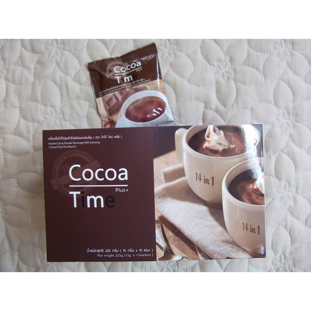 cocoa-time-plus-1-กล่อง-แถม-1-ซอง-เครื่องดื่มโกโก้สำเร็จรูปผสมผงถั่งเช่าและสมุนไพรสกัดเข้มข้นมีโปรตีนและวิตามินบี-6-12