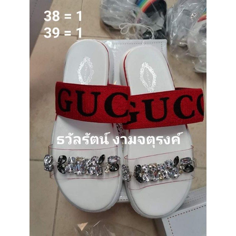 รองเท้าแตะgc-แต่งเพชร-พร้อมส่ง